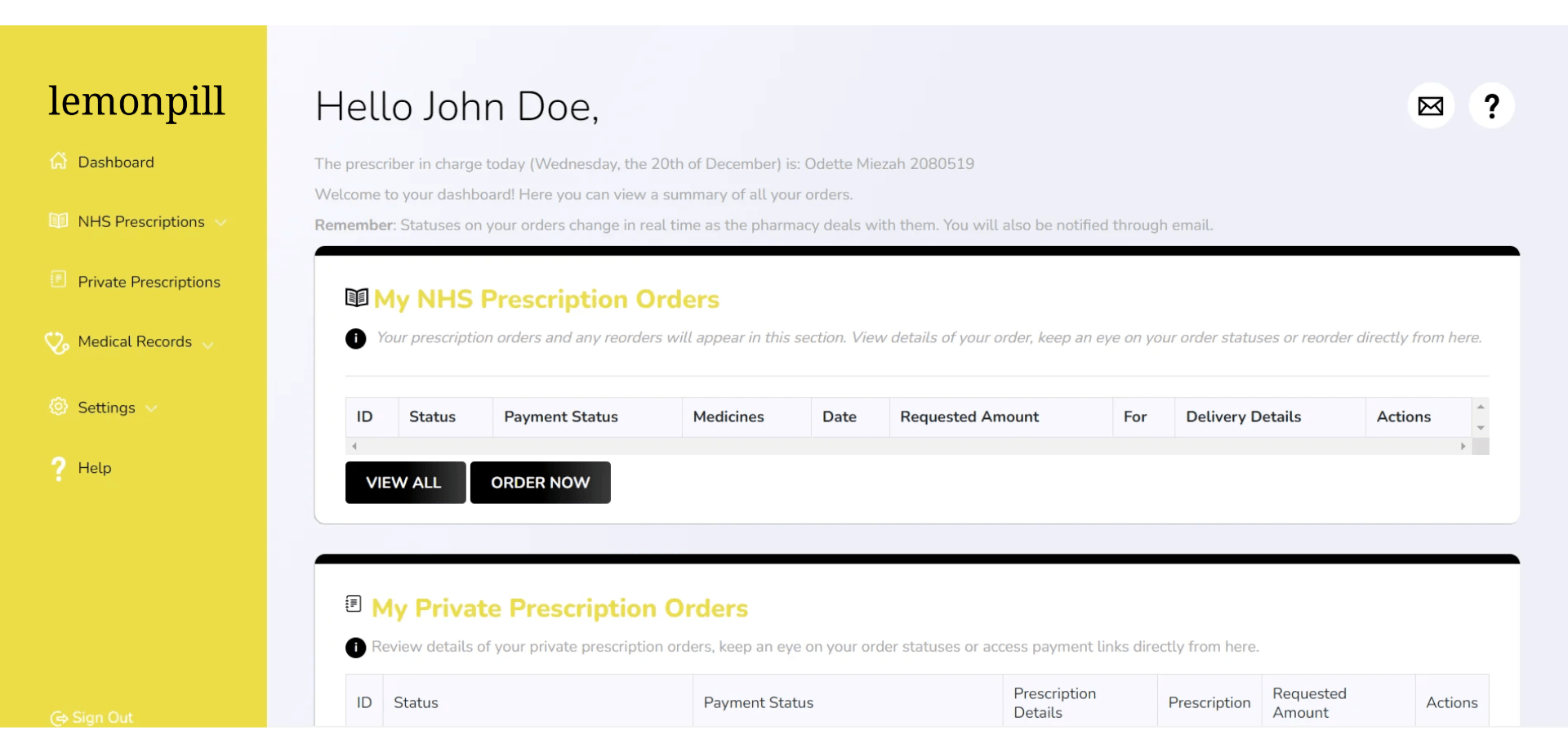 lemonpill patient dashboard